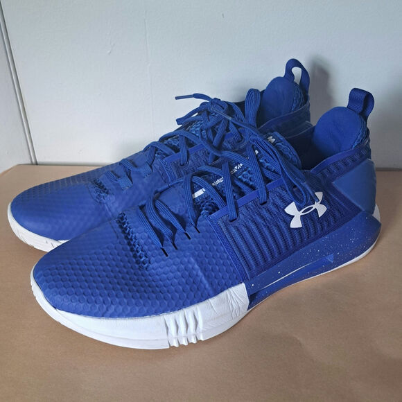 Under Armour Other - Under Armour Drive 4 Low Blue and White Basketball Shoes Men's Size 14